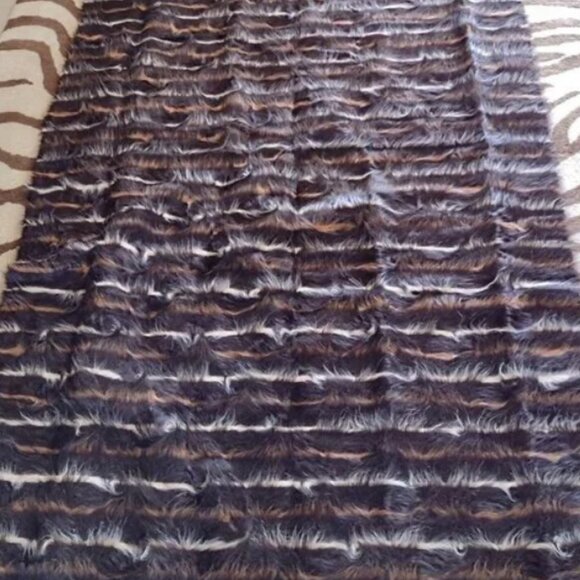 MCM 🤎🤍🤎Vintage Turkish kilim mohair wool blanket rug 51" x 80" Natural Home - Picture 8 of 10